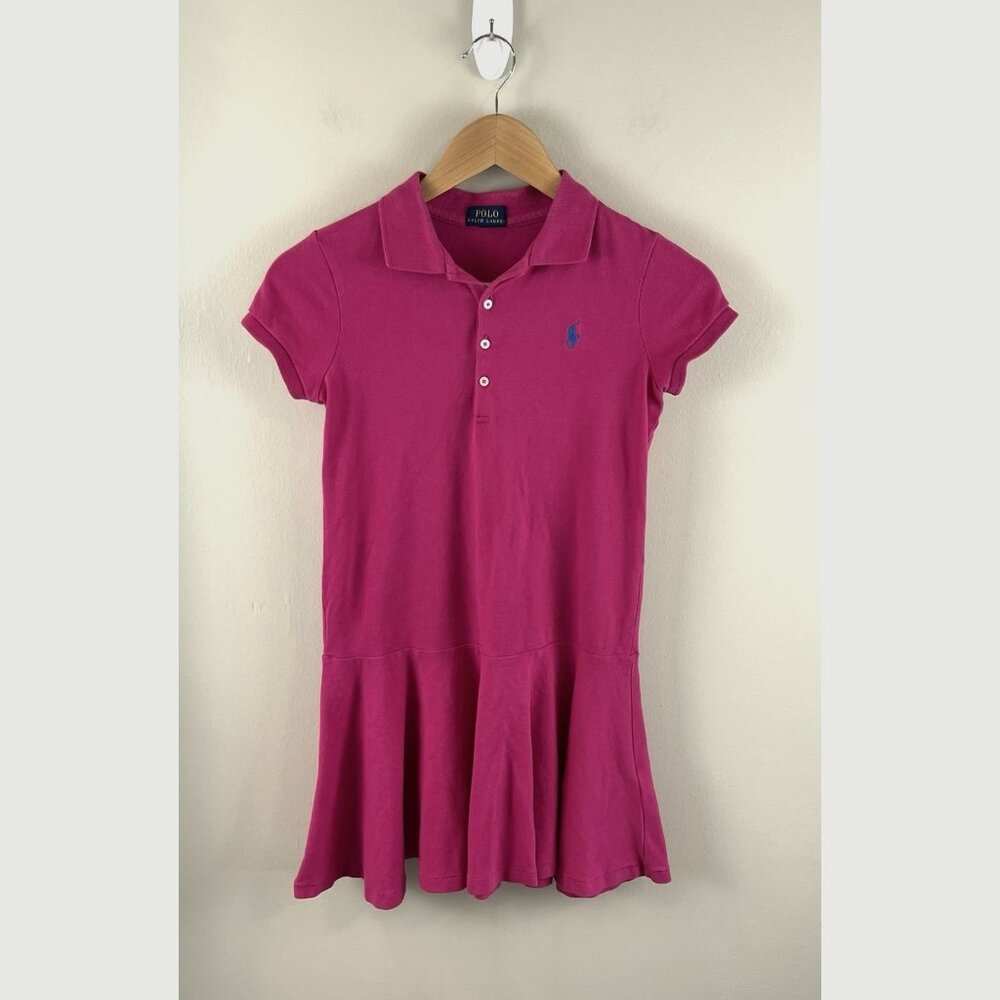 Polo Ralph Lauren Dress Pink Fuschia Short Sleeve Pleated Sz‎ Lg 12/14?